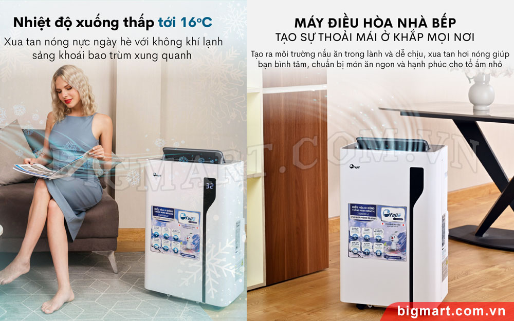 Làm lạnh công suất 14.000BTU với khả năng giảm nhiệt độ xuống 16 độ C