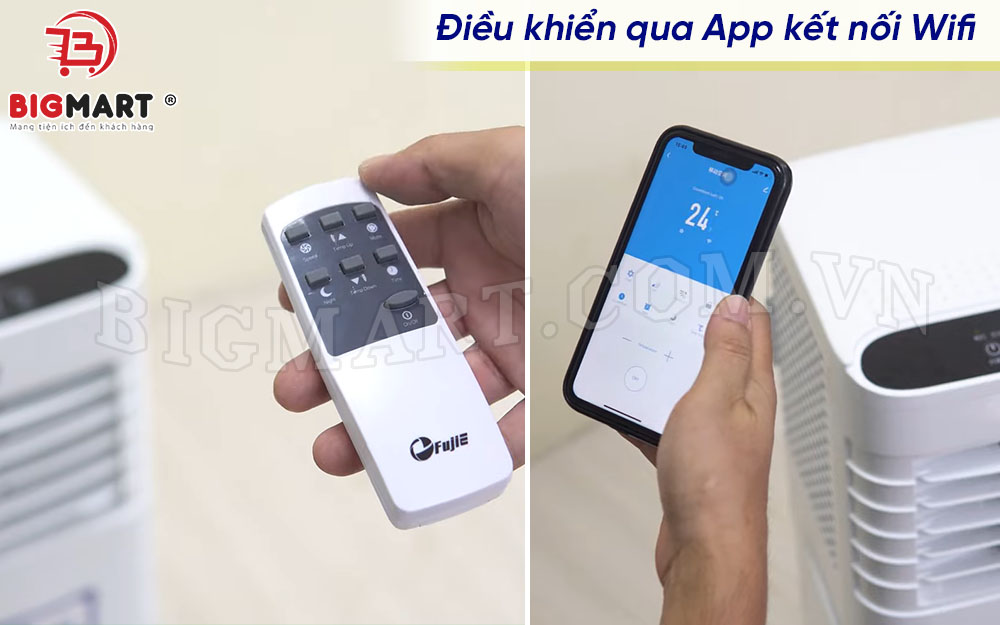 Điều khiển từ xa bằng remote hoặc qua App kết nối wifi