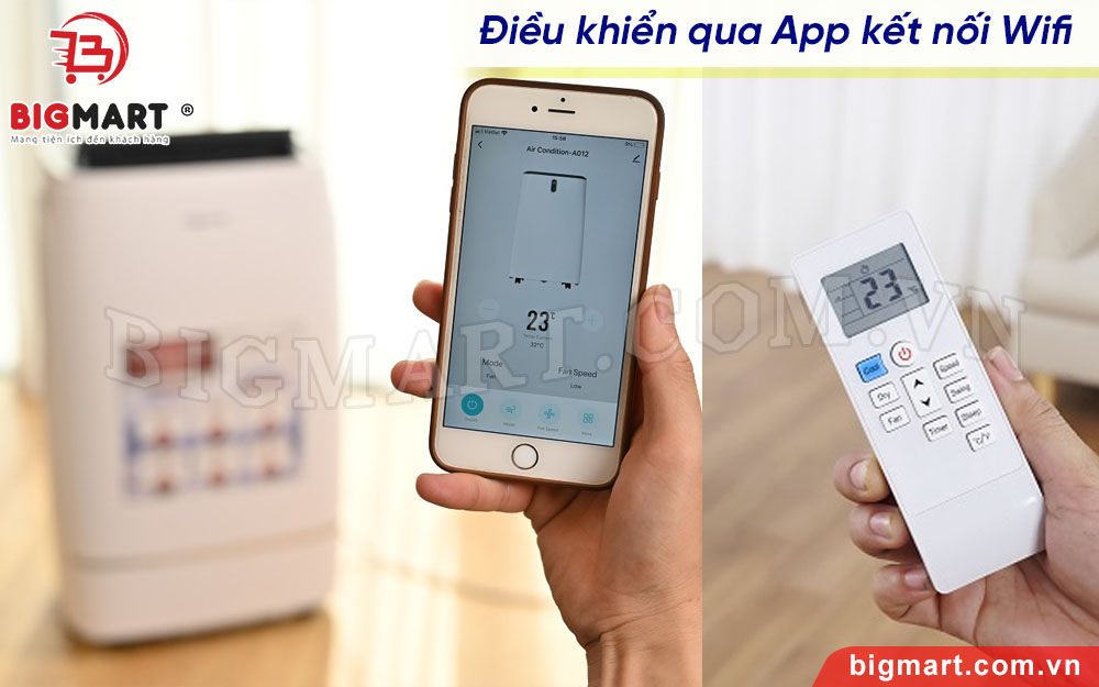 Điều khiển từ xa bằng remote và app điện thoại bằng wifi