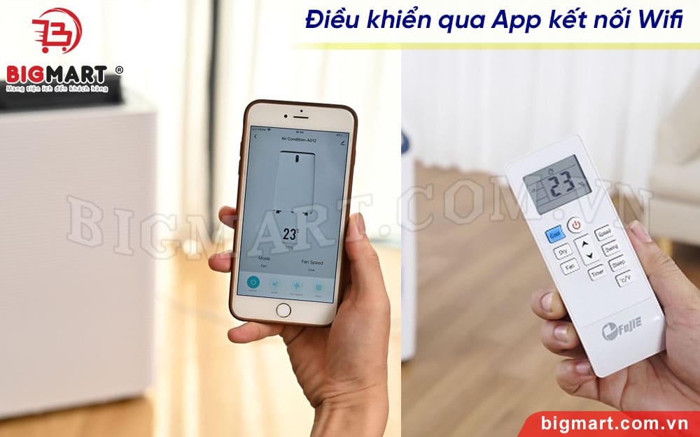 Điều khiển từ xa qua remote và app điện thoại