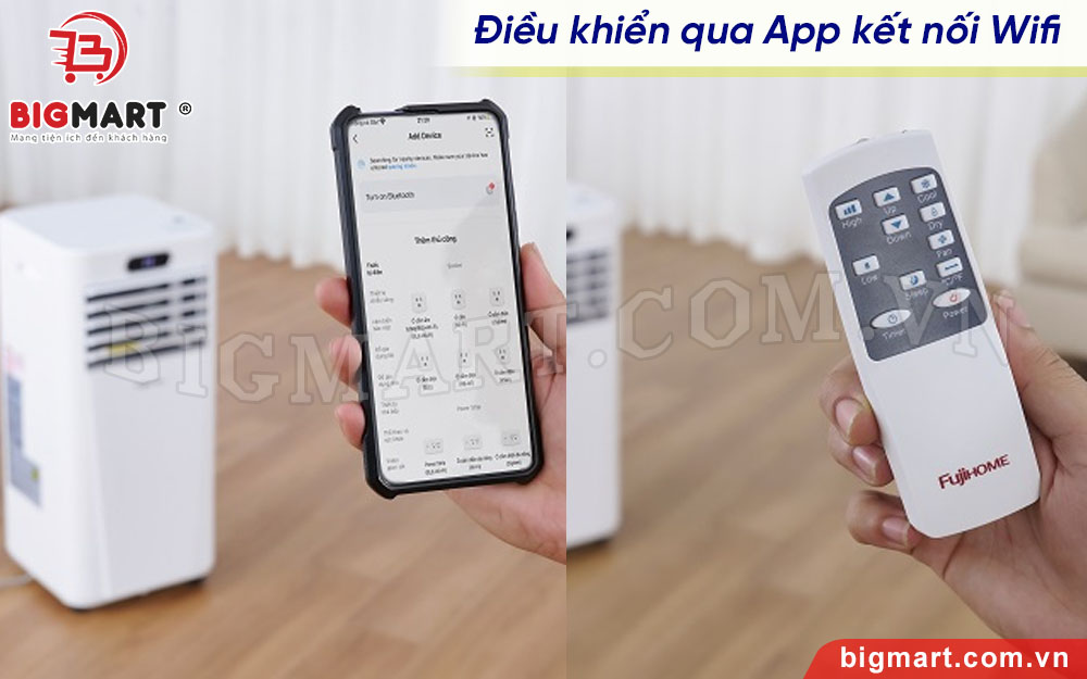 Điều khiển bằng remote hoặc thông qua kết nối Wifi