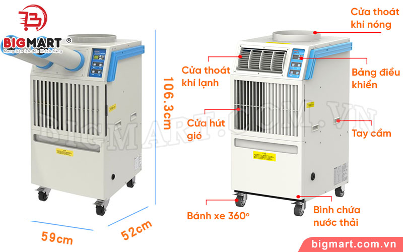 Thông số máy lạnh di động công nghiệp Nakatomi SAC-3500