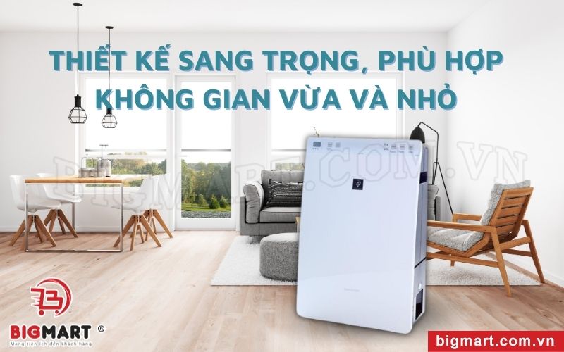 Máy lọc không khí Sharp KC-F30EV-W được thiết kế với hình dáng nhỏ gọn