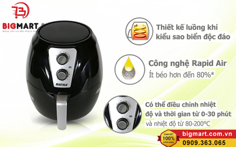 Nồi chiên diện Matika MTK-9132 sở hữu công nghệ Rapid Air