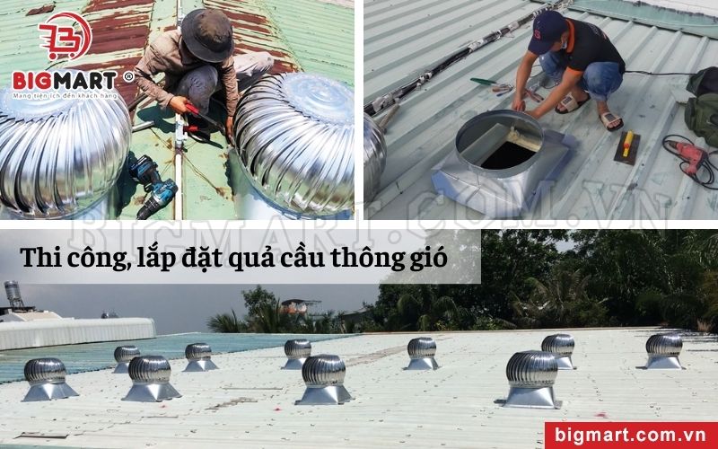 Thi công quả cầu thông gió 450x450 Φ360 inox 201