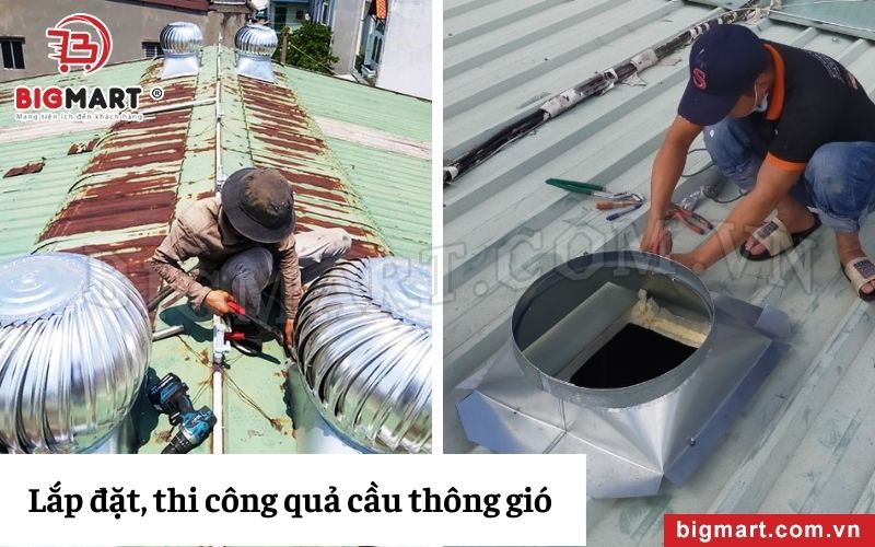 Lắp đặt, thi công quả cầu thông gió 700x700 Φ 600 inox 304