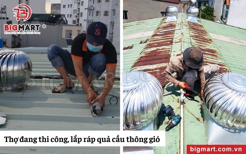 Thi công, lắp đặt quả cầu thông gió Φ450