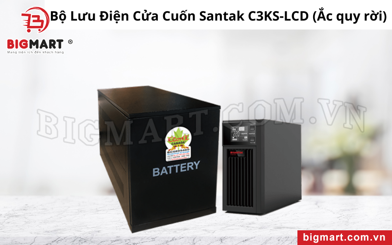 Bộ Lưu Điện Cửa Cuốn Santak C3KS-LCD (Ắc quy rời)