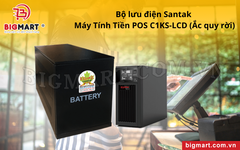 Bộ lưu điện Santak máy tính tiền POS C1KS-LCD (Ắc quy rời) 