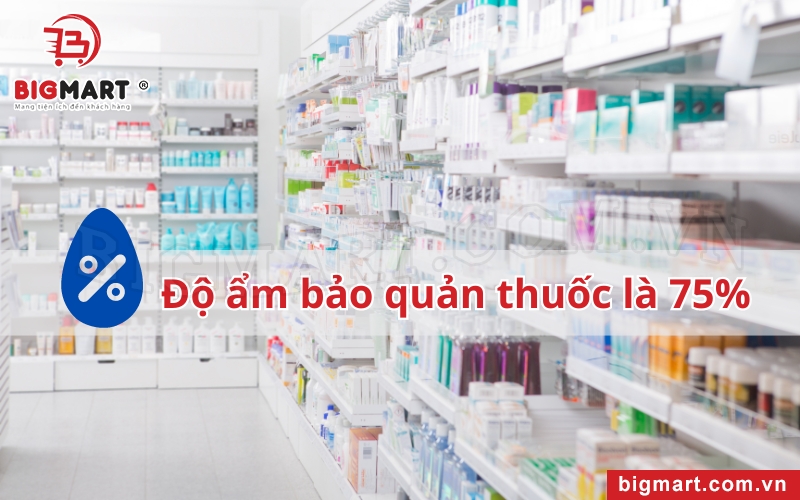 độ ẩm nhà thuốc là 75%