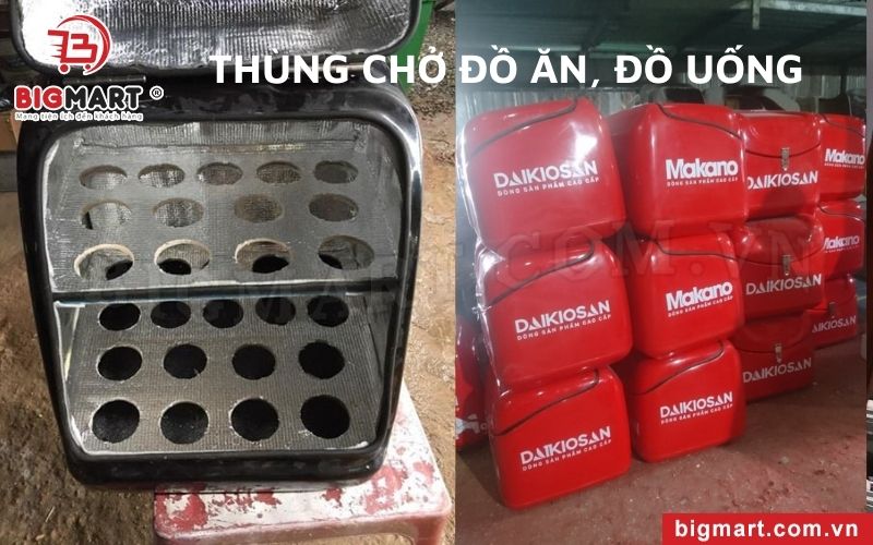 thùng chở hàng Kiên Giang trong việc giao đồ ăn, thức uống