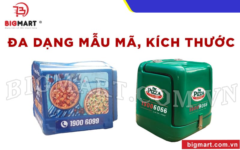 Tại Bigmart có nhiều mẫu mã, kích thước thùng giao Pizza