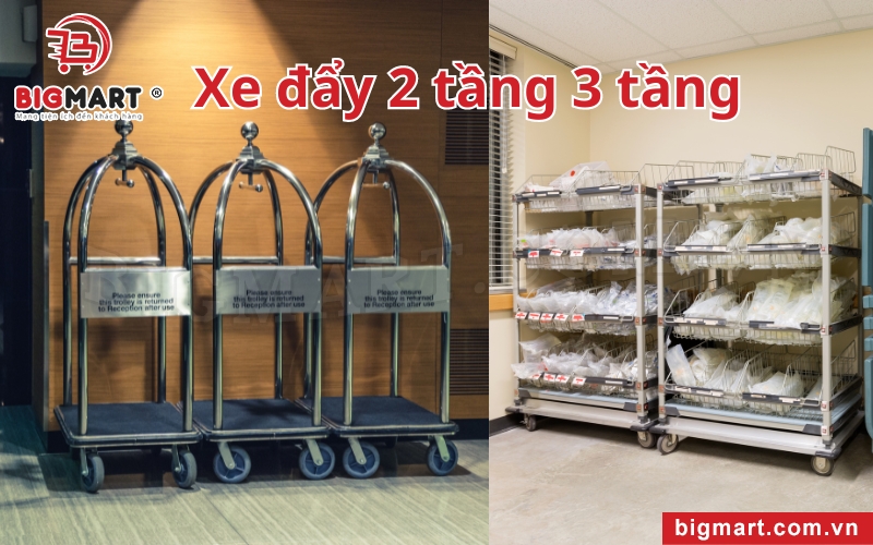 Xe đẩy hàng 2 tầng tại Vĩnh Phúc