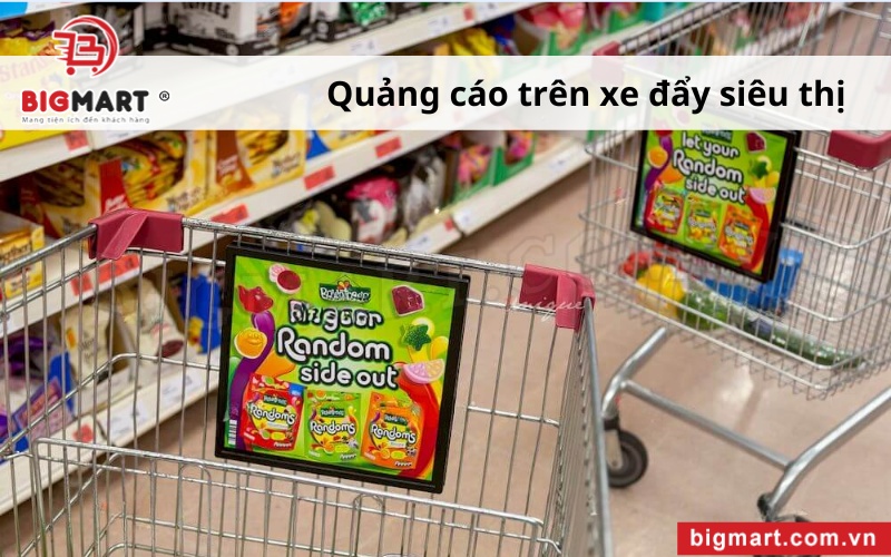 quảng cáo trên xe đẩy siêu thị tại Bình Phước