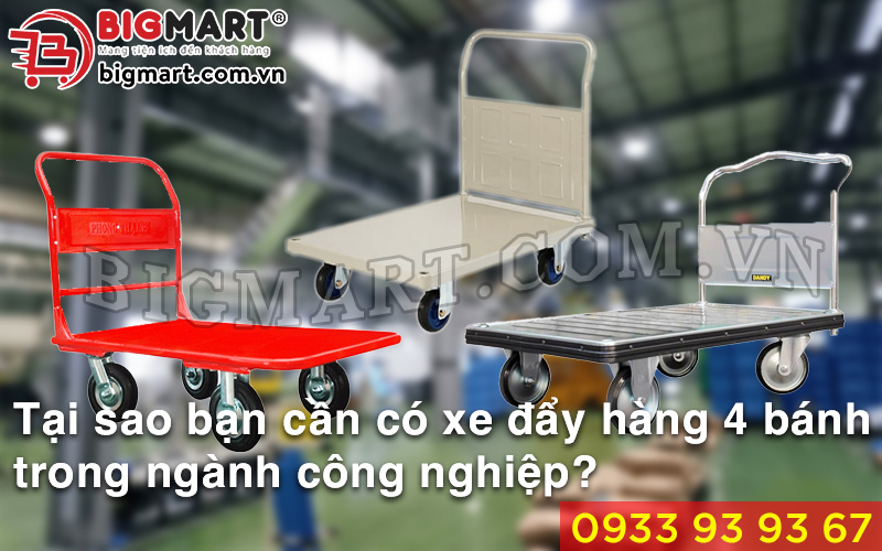 xe đẩy hàng 4 bánh trong công nghiệp