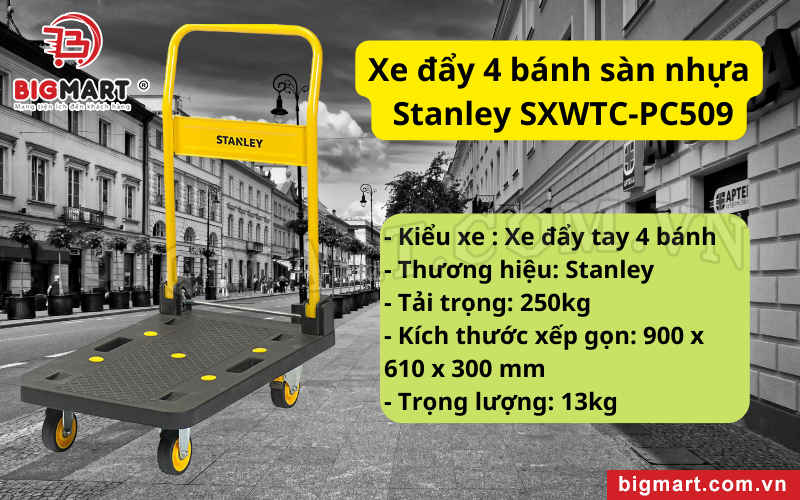 Xe đẩy 4 bánh sàn nhựa Stanley SXWTC-PC509