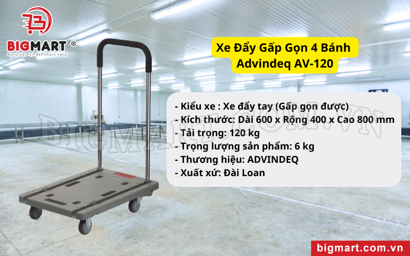 Xe Đẩy Gấp Gọn 4 Bánh Advindeq AV-120