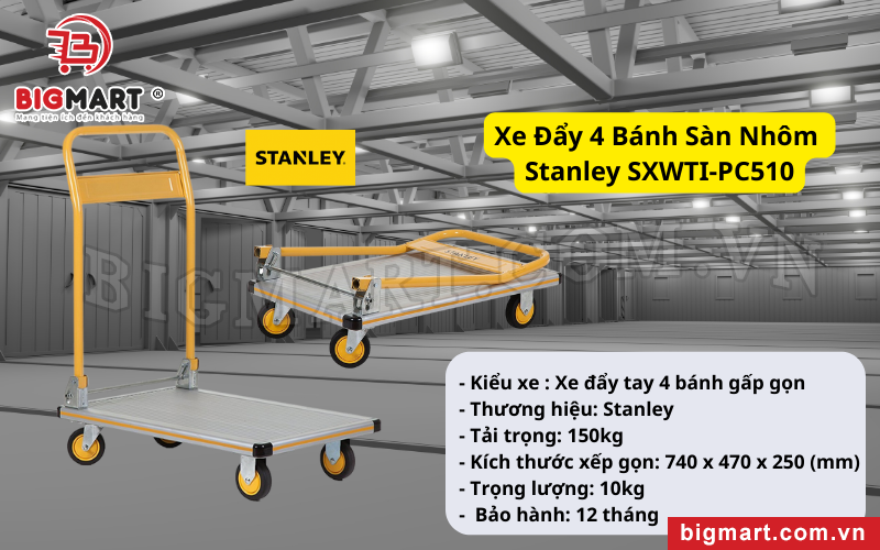  Xe Đẩy 4 Bánh Sàn Nhôm Stanley SXWTI-PC510