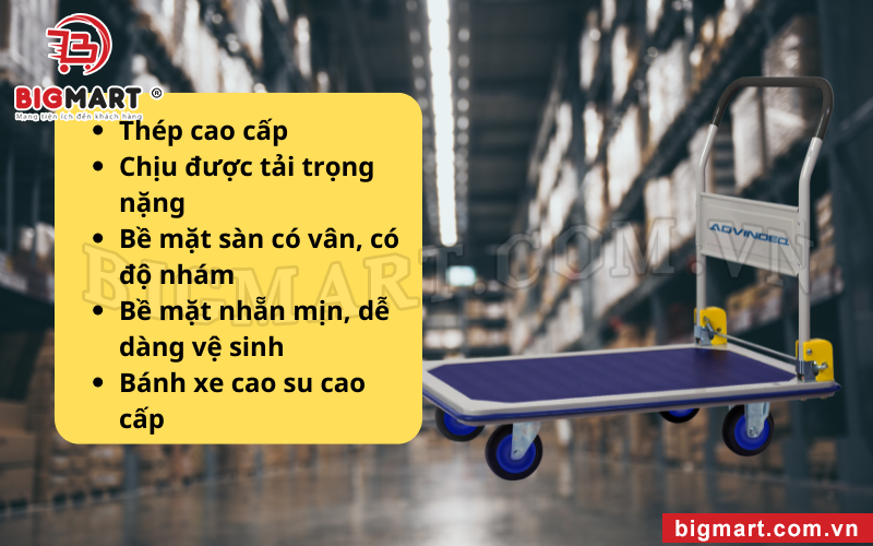 Ưu điểm xe đẩy hàng sàn thép