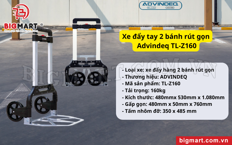 Xe đẩy tay 2 bánh rút gọn Advindeq TL-Z160