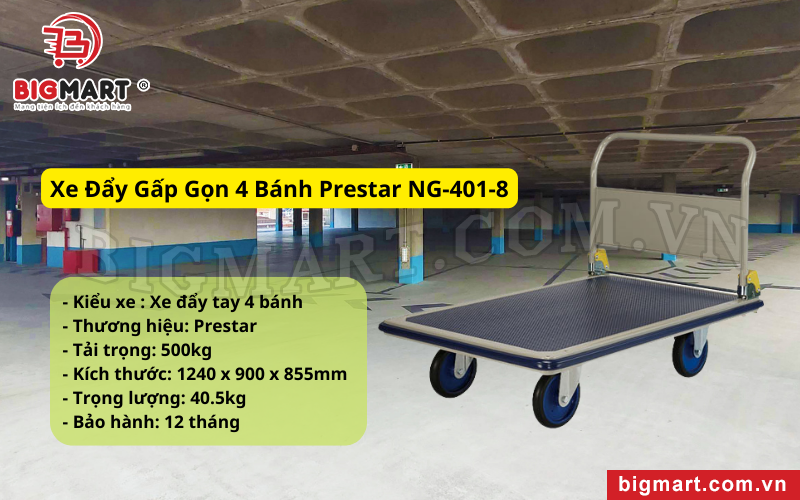 Xe Đẩy Gấp Gọn 4 Bánh Prestar NG-401-8