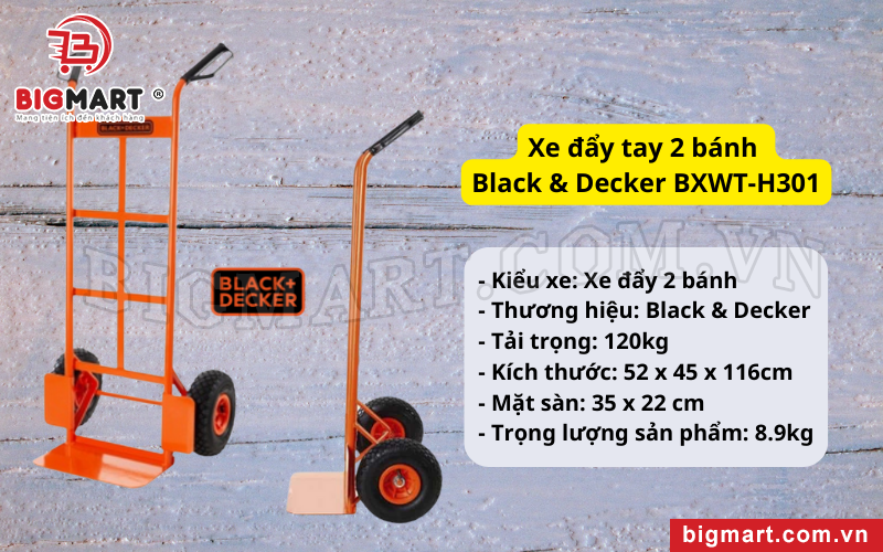 Xe đẩy tay 2 bánh Black & Decker BXWT-H301