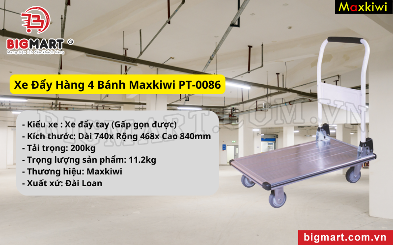 Xe Đẩy Hàng 4 Bánh Maxkiwi PT-0086