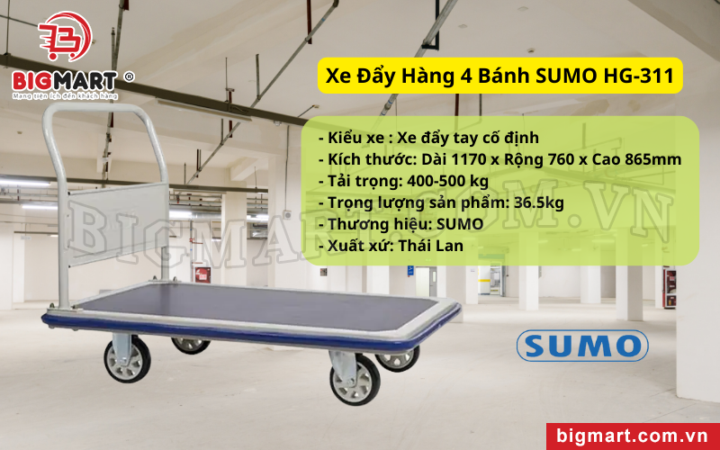 Xe Đẩy Hàng 4 Bánh SUMO HG-311