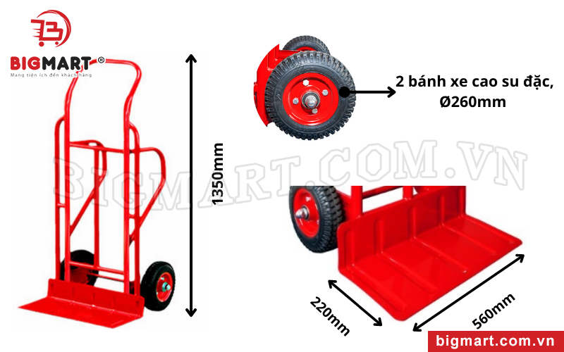 Các thành phần của Xe đẩy hàng 2 bánh Phong Thạnh X485