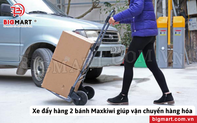 Xe đẩy hàng 2 bánh Maxkiwi giúp vận chuyển hàng hóa