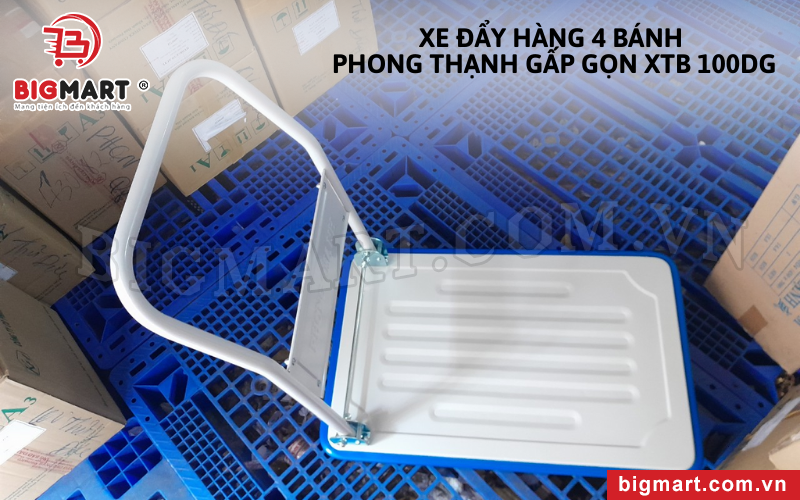 Xe Đẩy Hàng 4 Bánh Phong Thạnh Gấp Gọn XTB 100DG