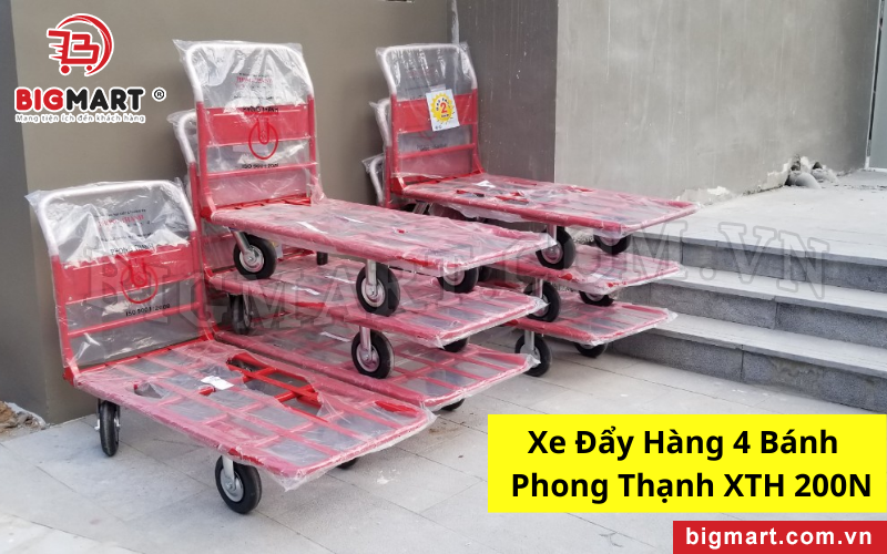 Xe Đẩy Hàng 4 Bánh Sàn Lưới Phong Thạnh XTH 200N