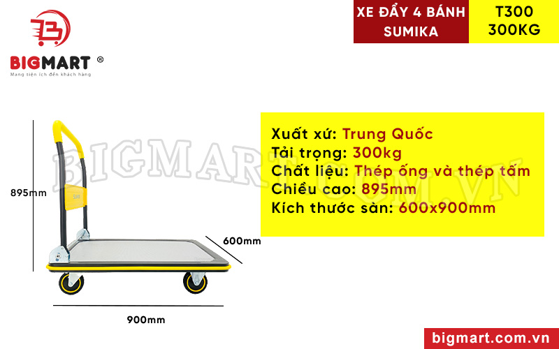 xe đẩy hàng giá rẻ tại tphcm Sumika T300