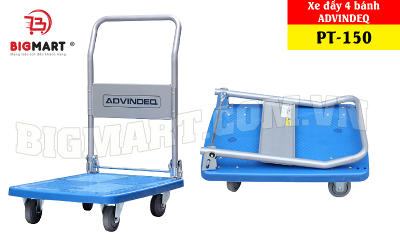 Xe đẩy hàng 4 bánh sàn nhưa Advindeq PT-150