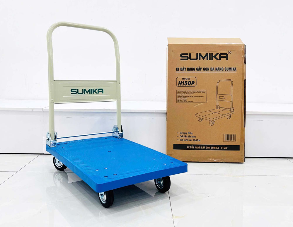 Xe đẩy hàng 4 bánh sàn nhựa SUMIKA H150P (150kg)