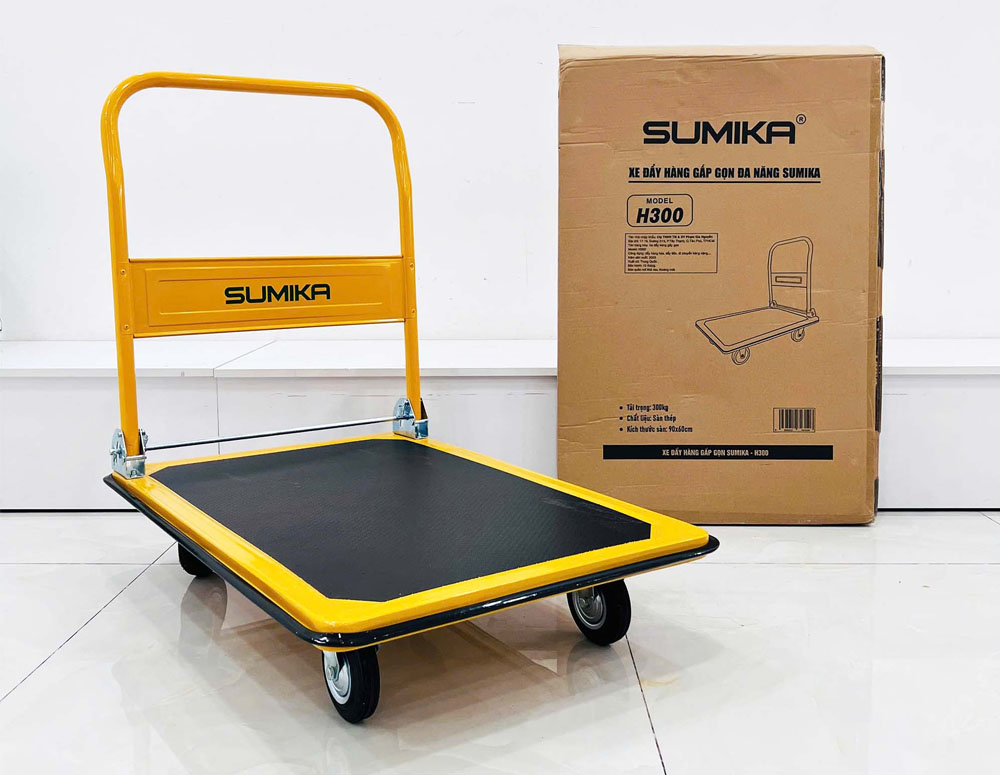 Xe đẩy hàng 4 bánh gấp gọn SUMIKA H300, tải trọng 300kg