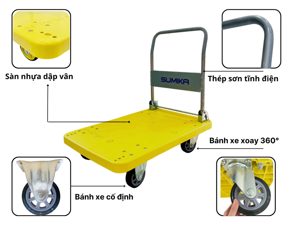 Kết cấu xe sàn nhựa tải trọng 500kg