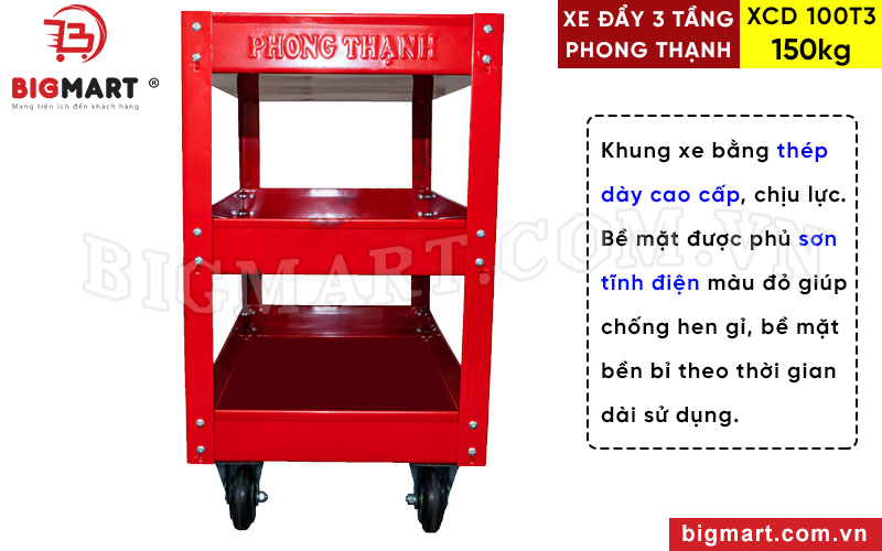 Khung xe bằng thép cao cấp sơn tĩnh điện màu đỏ