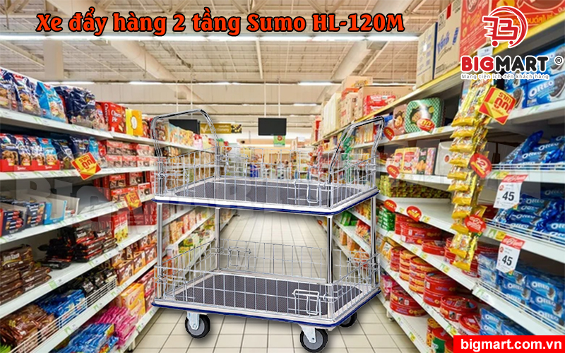 Xe đẩy hàng 2 tầng có lưới bảo vệ Sumo HL-120M