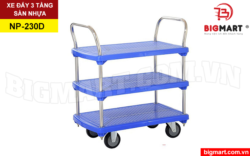 Xe đẩy hàng 3 tầng sàn nhựa Sumo NP-230D