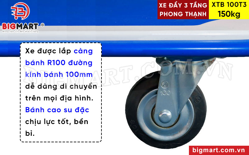 Xe đẩy sử dụng càng bánh xe R100