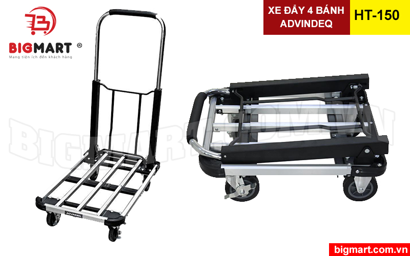 Xe đẩy hàng 4 bánh rút gọn Advindeq HT-150A tải trọng 150kg