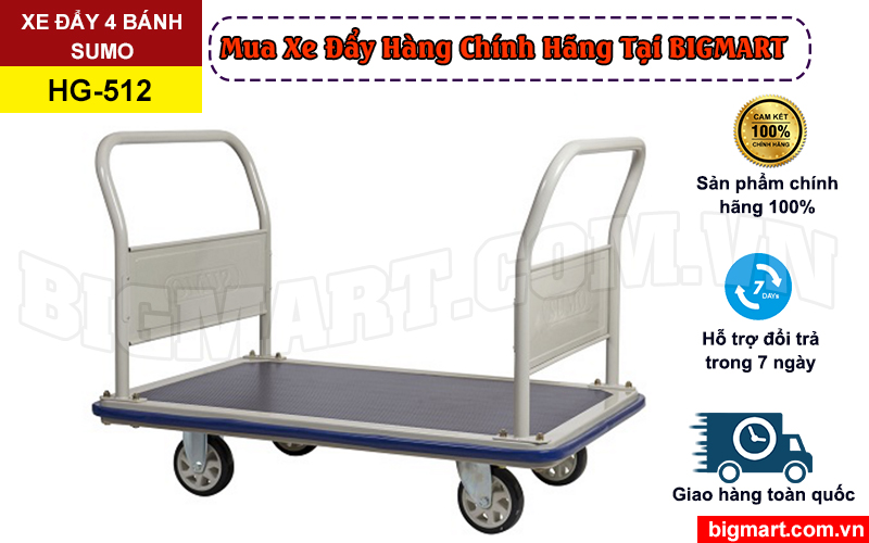 Mua xe đẩy hàng 4 bánh chính hãng tại BIGMART