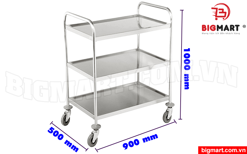 Kích thước xe đẩy hàng inox IN T3