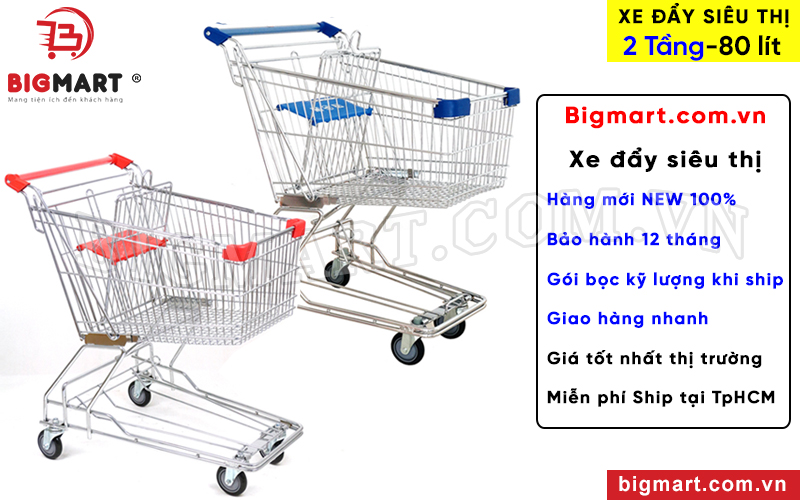 Kho xe đẩy siêu thị 2 tầng dung tích 80 Lít giá rẻ tại BIGMART